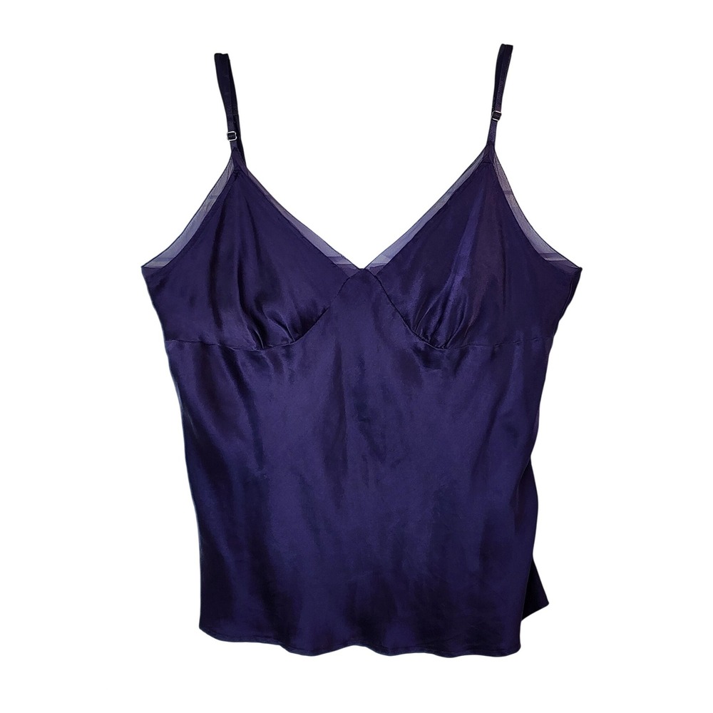 Metro 7 Silk Camisole XL Purple Adjustable Straps Smocked Back Luxury Layering